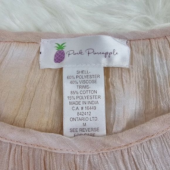 Pink Pineapple Tie-dye, Bell Sleeve Flowy Scoop Neck Top - Picture 5 of 6